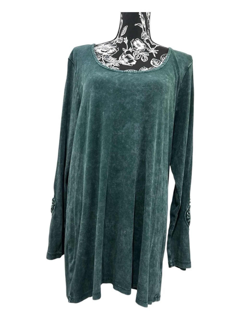 Torrid Green Mineral Wash Boho Top 4X Cotton Modal Stretch Tunic - Picture 3 of 9